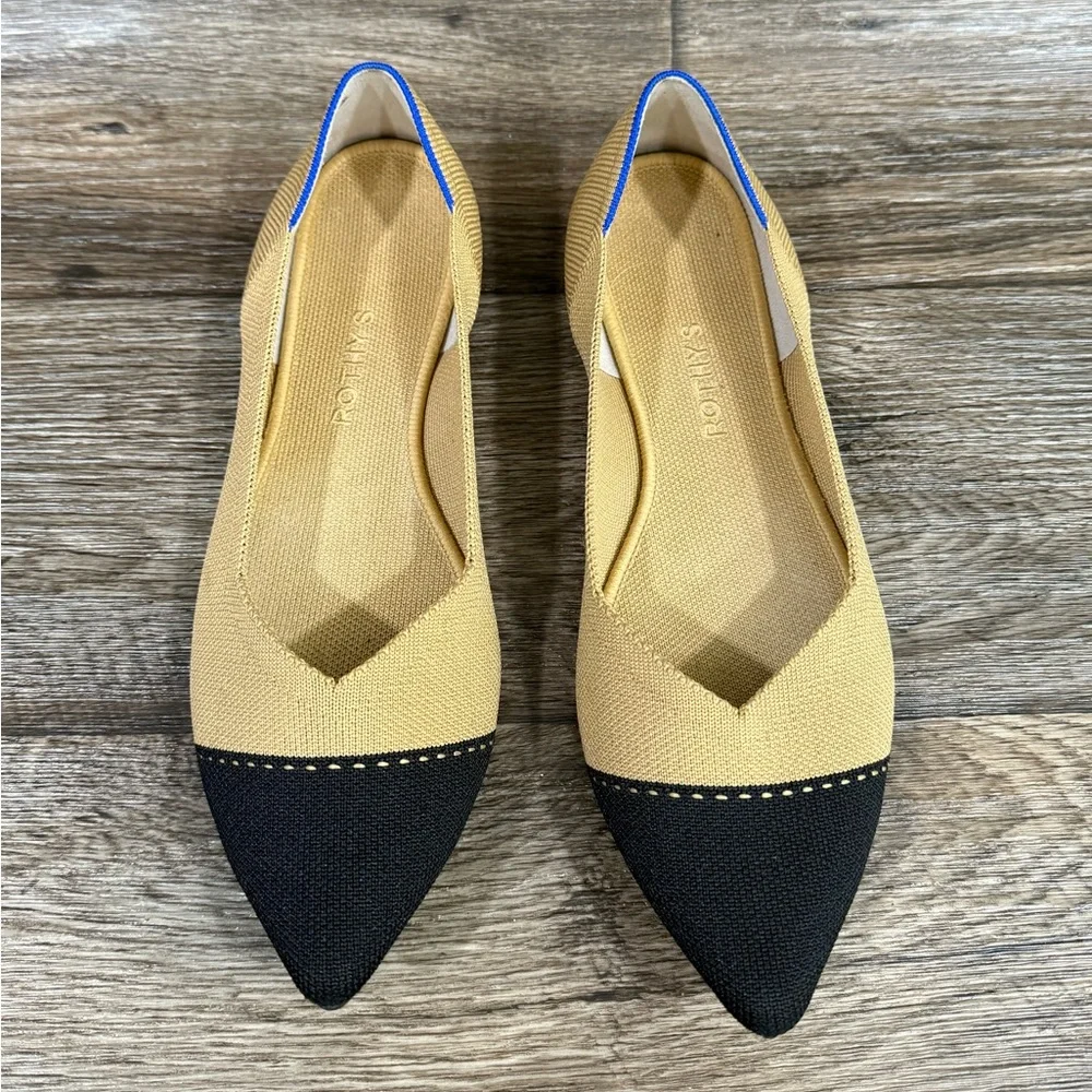 Rothy's The Point II In Camel Captoe Ballet Flat Shoes In Love Insole Size 12.5